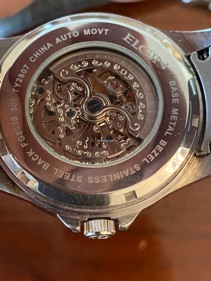 Reloj ELGIN Skeleton Automatic de acero inoxidable para hombre - Imagen 6