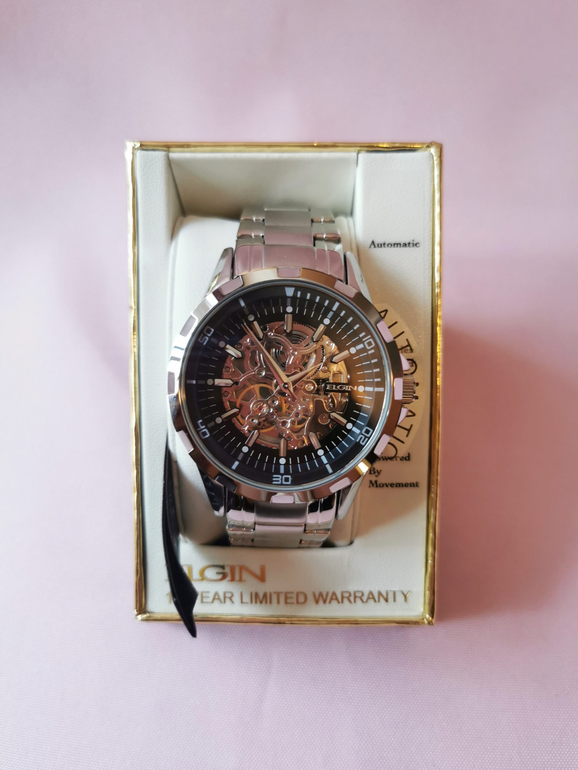 Reloj ELGIN Skeleton Automatic de acero inoxidable para hombre - Imagen 2