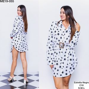 Blusón blanco con estrellas color azul para dama