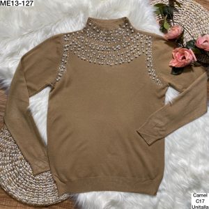 Sueter perlas camel