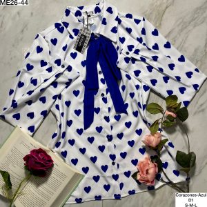 Blusa corbatero Love azul