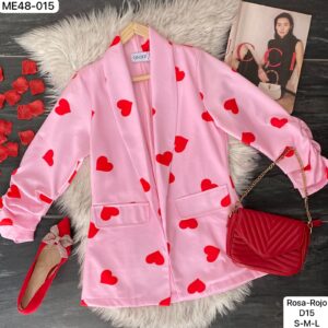 Saco Heart rosa con rojo