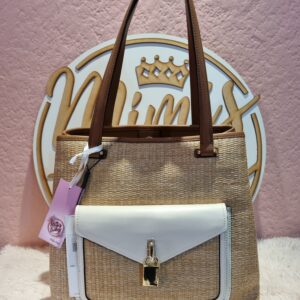Calvin Klein tote rafia y piel