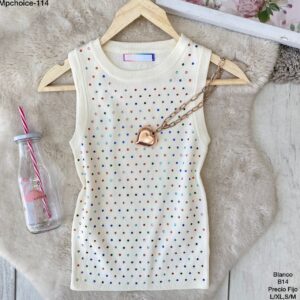 Playera Claudia con cristales blanca