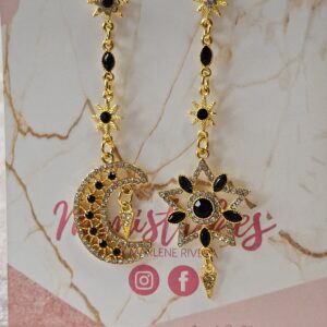 Aretes Asimétricos largos luna estrella