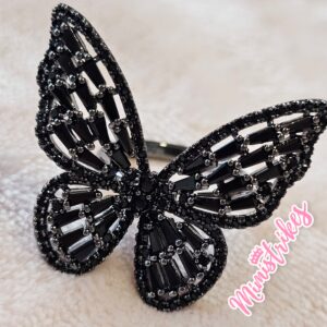 Anillo mariposa circonias negro