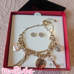 Guess set pulsera dijes y aretes