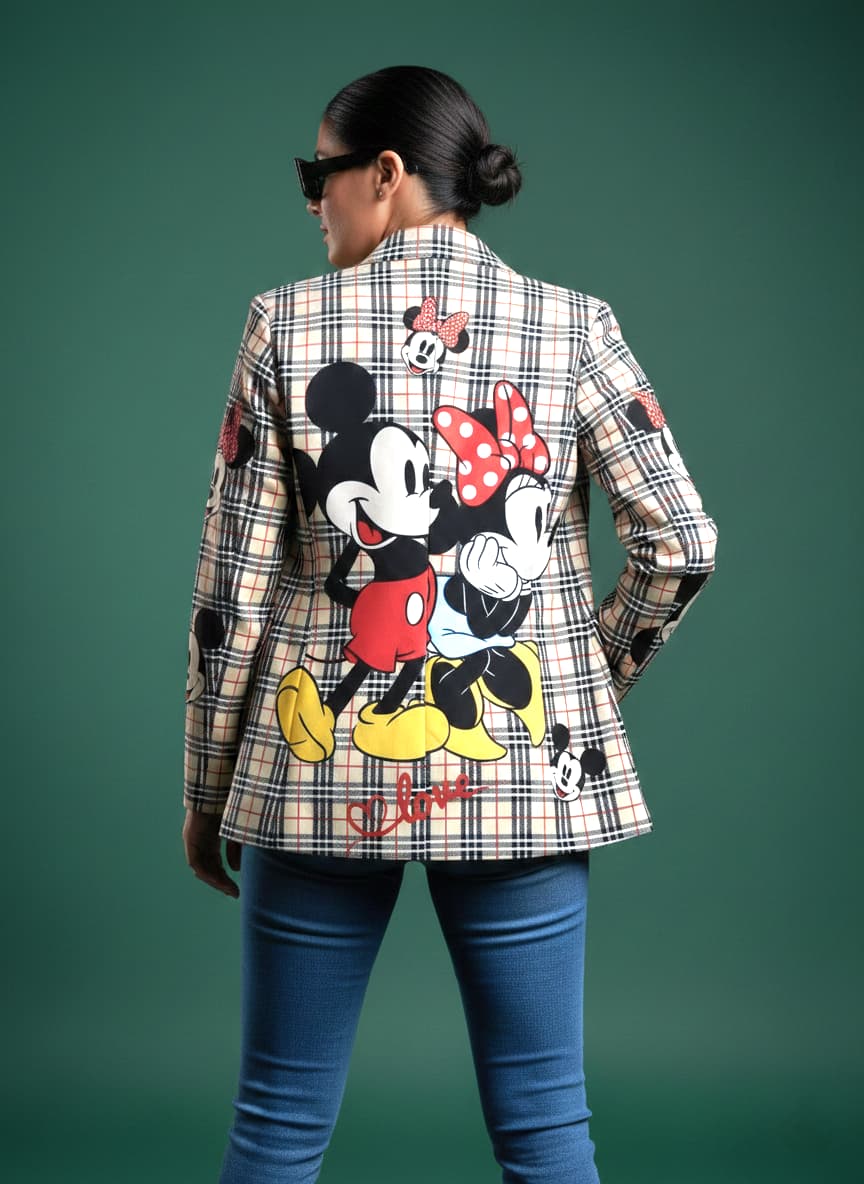 Blazer - Saco mickey & Minnie cuadritos unitalla